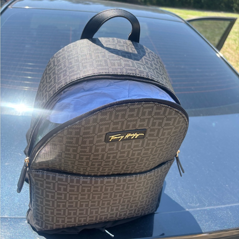 Tommy Hilfiger Monogram Black and Blue Backpack